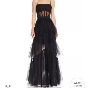 BCBGMAXAZRIA tulle corset essential gown